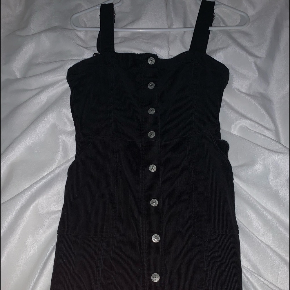 black corduroy mini dress